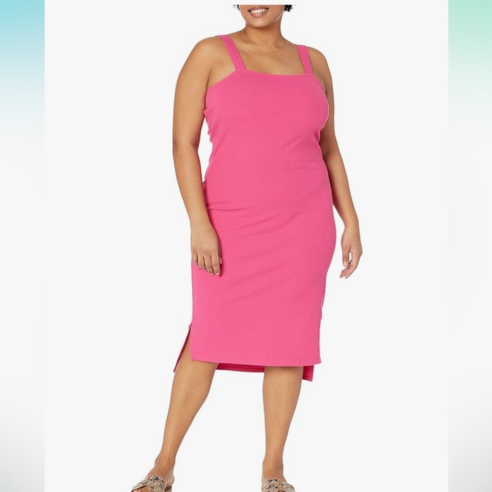 NWT The Drop Womens Amelia Square-Neck Strappy Bodycon Midi Tank Dress size L